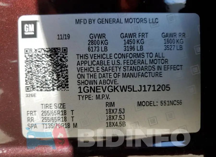 1GNEVGKW5LJ171205 Photo# 13