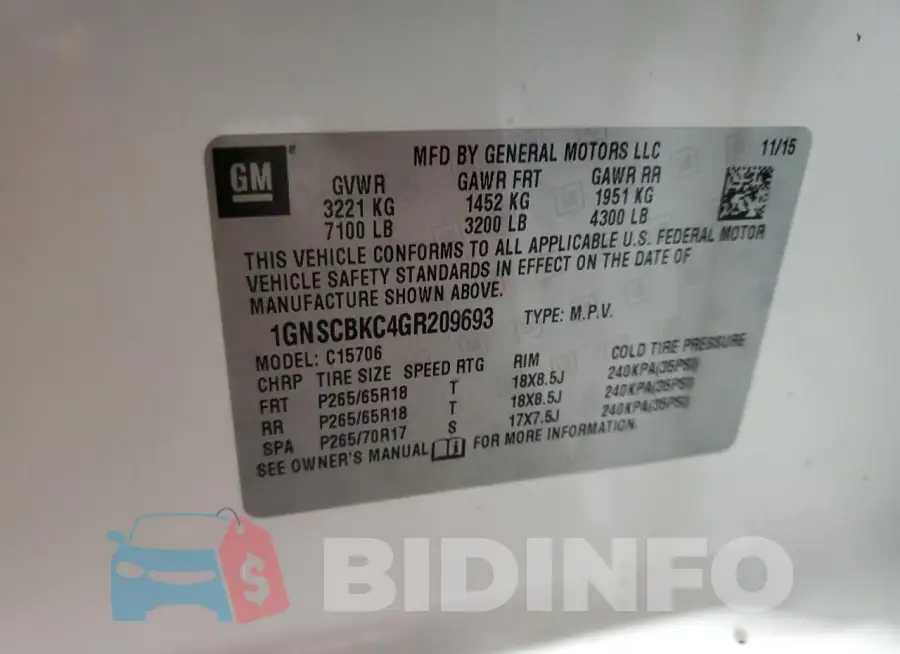 1GNSCBKC4GR209693 Photo# 13