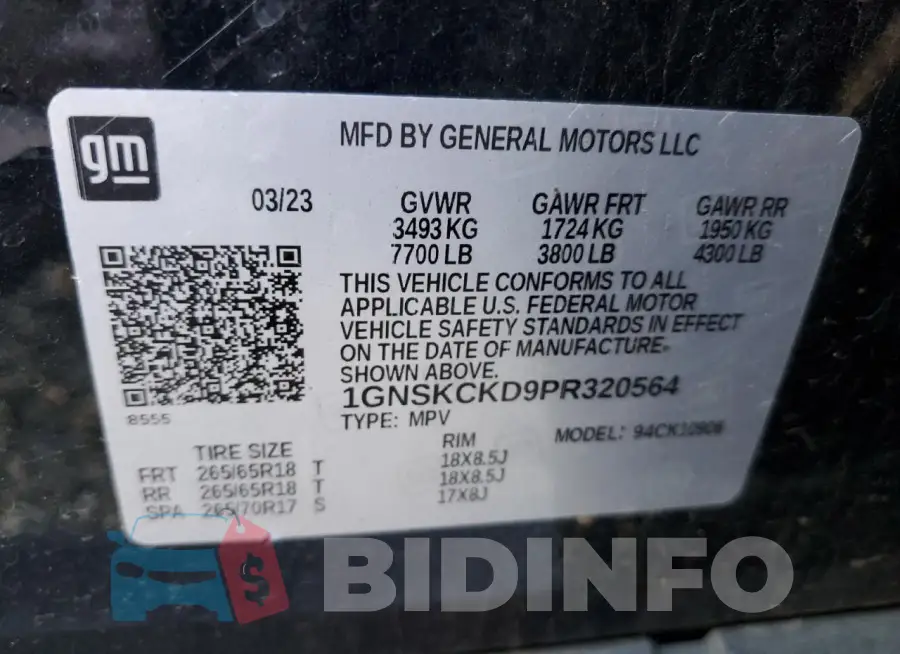 1GNSKCKD9PR320564 Photo# 13