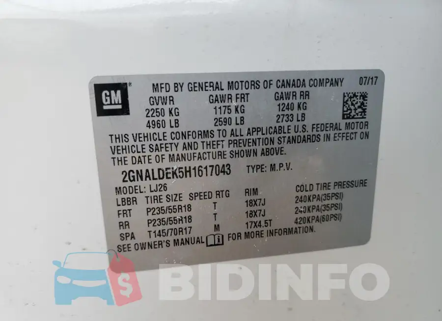 2GNALDEK5H1617043 Photo# 13