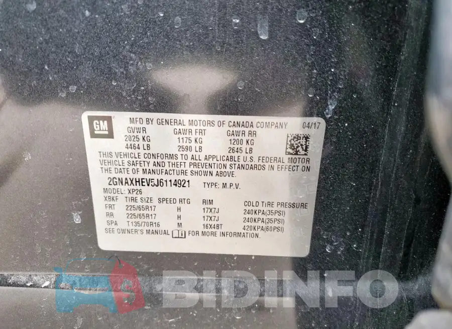 2GNAXHEV5J6114921 Photo# 13