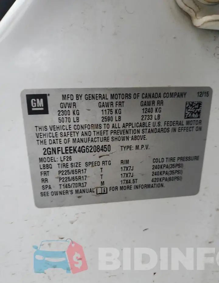 2GNFLEEK4G6208450 Photo# 13