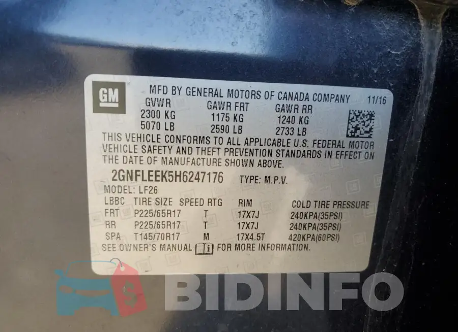 2GNFLEEK5H6247176 Photo# 13