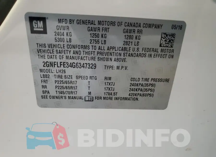 2GNFLFE34G6347329 Photo# 14