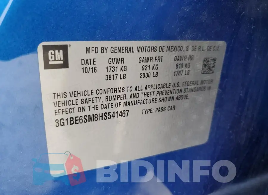 3G1BE6SM8HS541467 Photo# 12