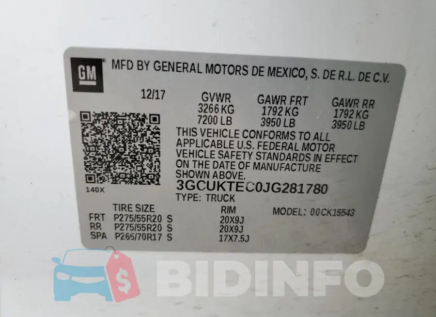 3GCUKTEC0JG281780 Photo# 12