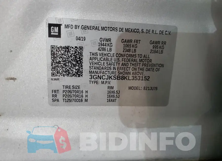 3GNCJKSB8KL353152 Photo# 12