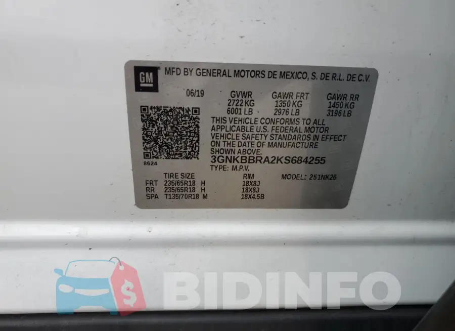3GNKBBRA2KS684255 Photo# 13