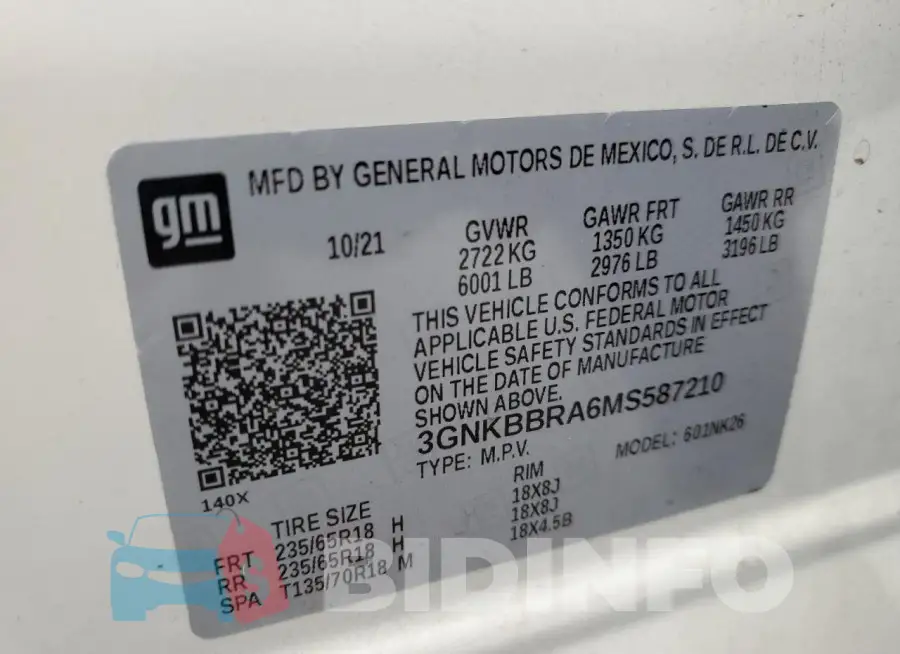 3GNKBBRA6MS587210 Photo# 13