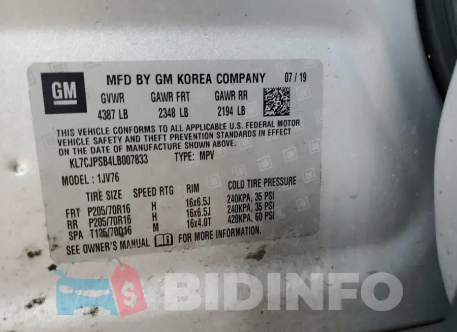 KL7CJPSB4LB007833 Photo# 13