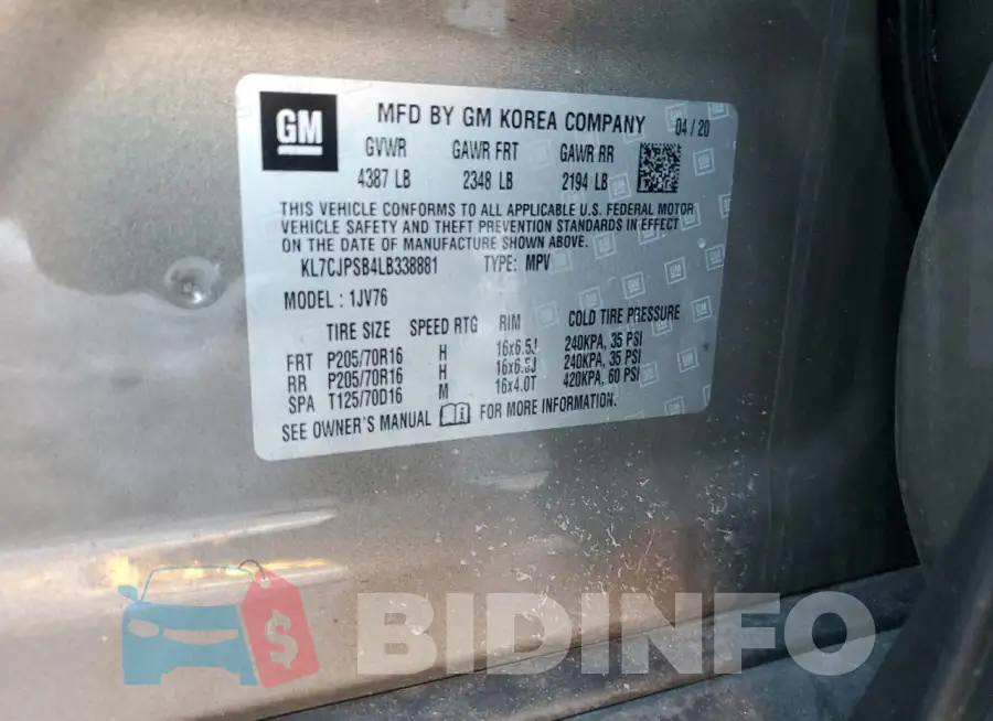 KL7CJPSB4LB338881 Photo# 13