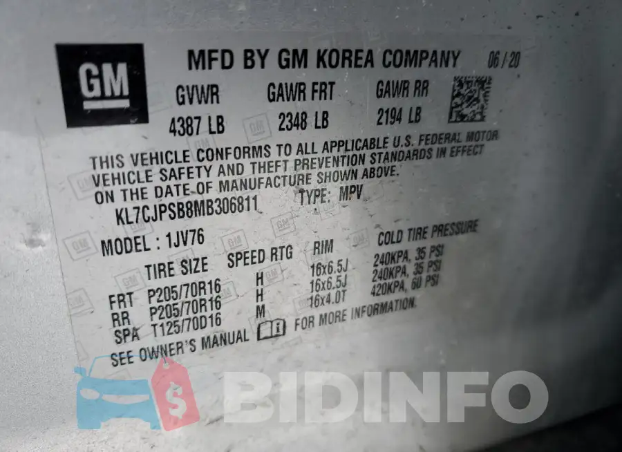 KL7CJPSB8MB306811 Photo# 13