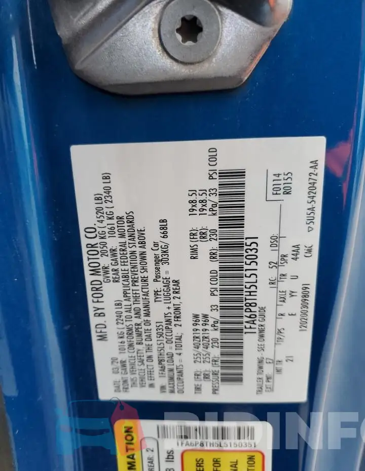 1FA6P8TH5L5150351 Photo# 12
