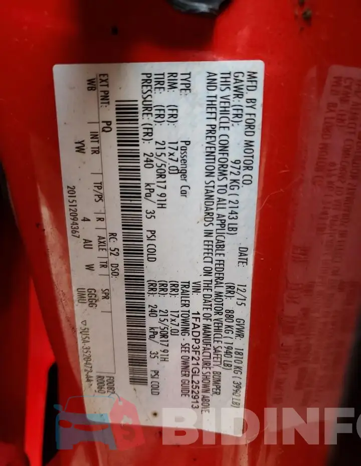 1FADP3F21GL252913 Photo# 12