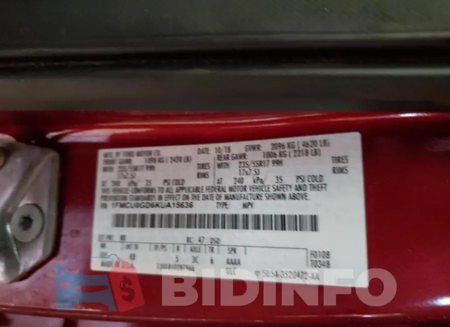 1FMCU0GD6KUA15636 Photo# 13