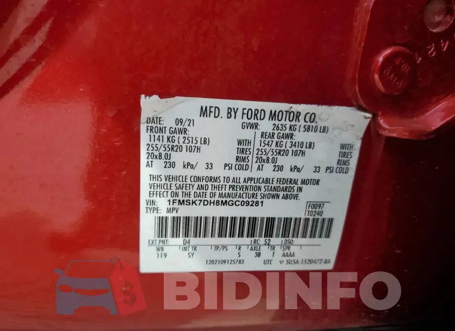 1FMSK7DH8MGC09281 Photo# 13
