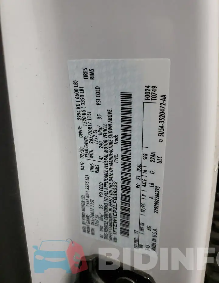 1FTEW1EP2LFB38222 Photo# 12