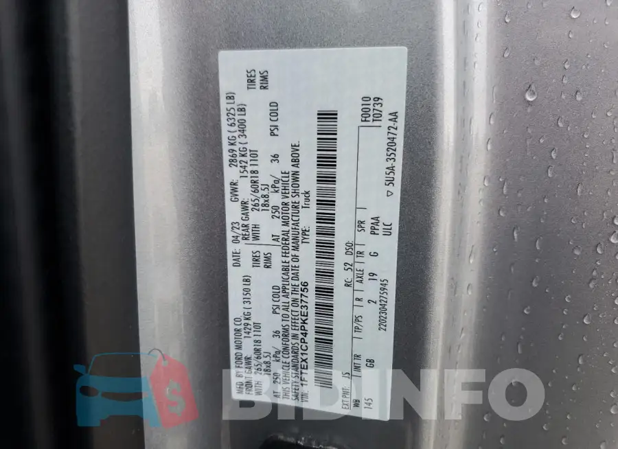 1FTEX1CP4PKE37756 Photo# 12