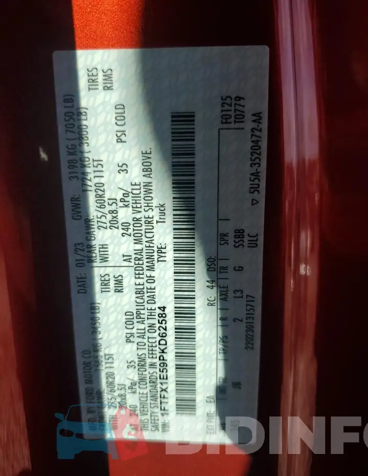 1FTFX1E59PKD62584 Photo# 12