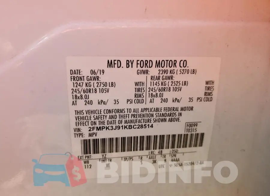 2FMPK3J91KBC28514 Photo# 13
