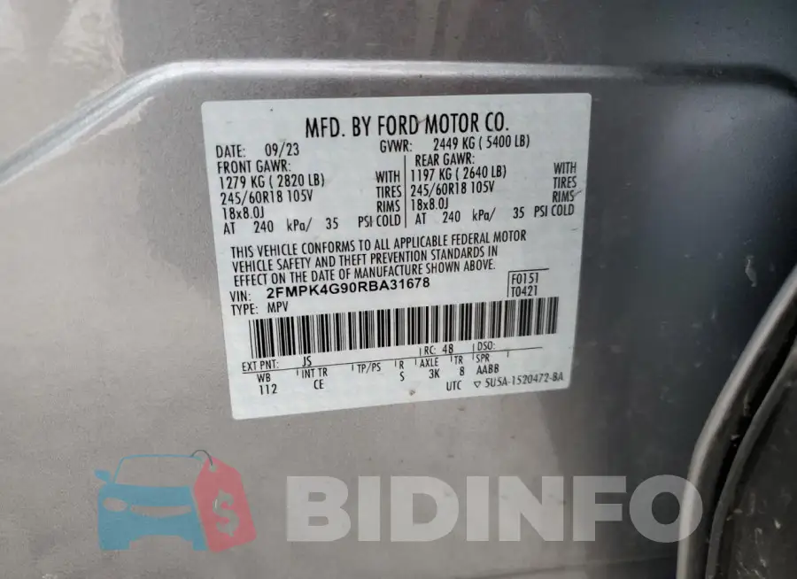 2FMPK4G90RBA31678 Photo# 14