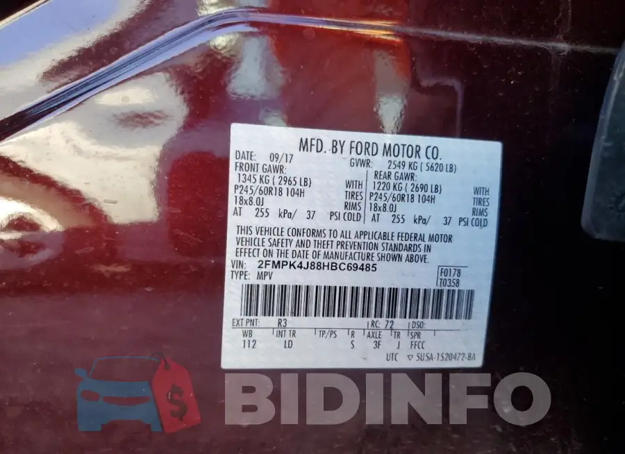 2FMPK4J88HBC69485 Photo# 13