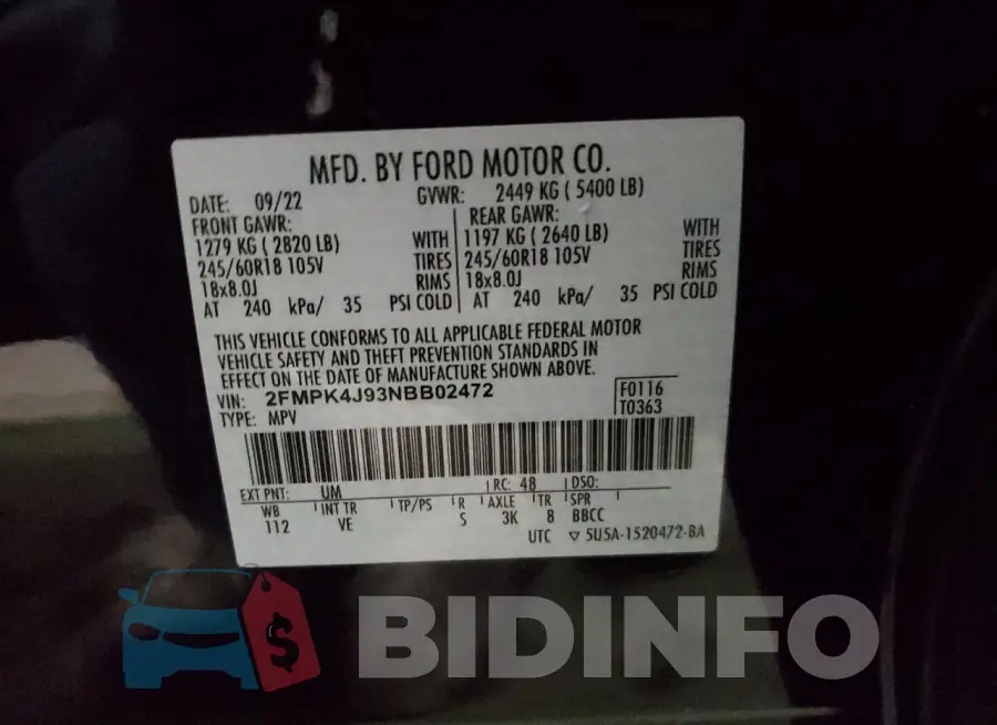 2FMPK4J93NBB02472 Photo# 13