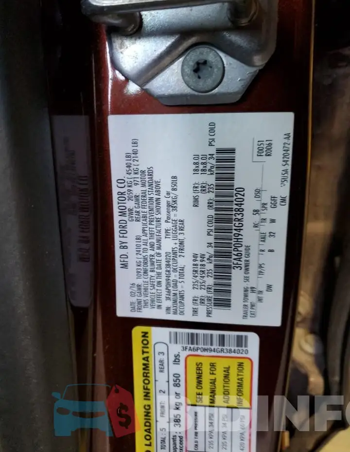 3FA6P0H94GR384020 Photo# 14