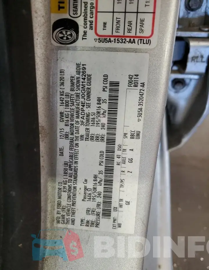 3FADP4EJ0GM142691 Photo# 12