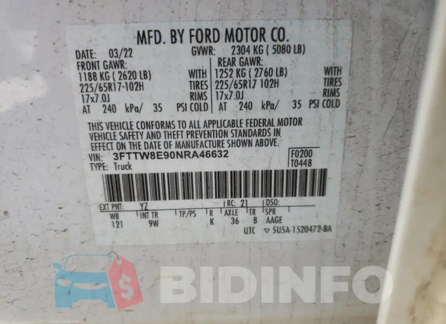 3FTTW8E90NRA46632 Photo# 13