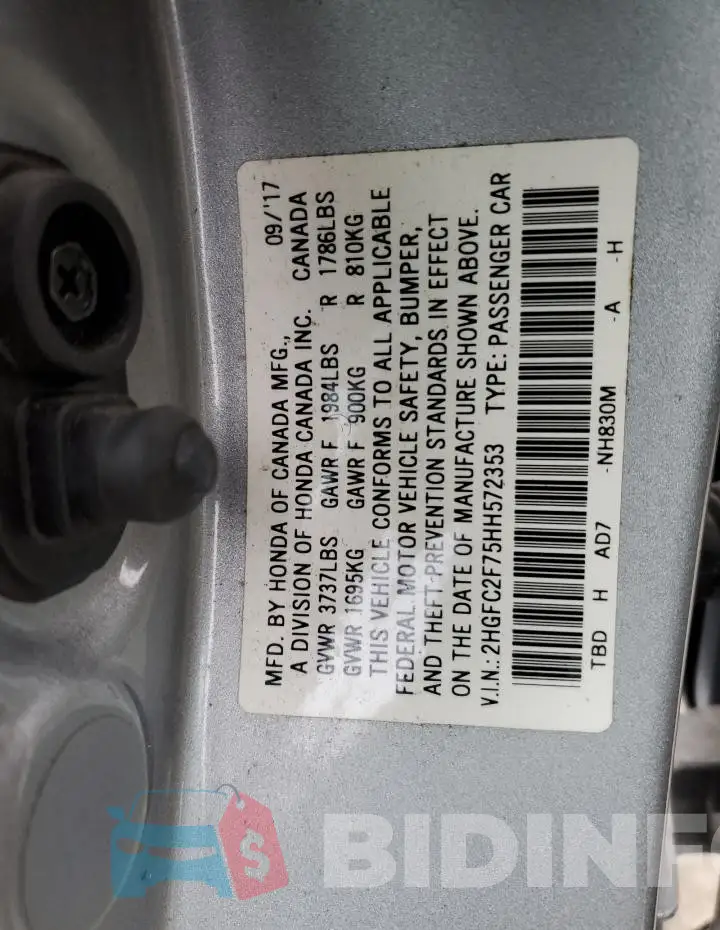2HGFC2F75HH572353 Photo# 12