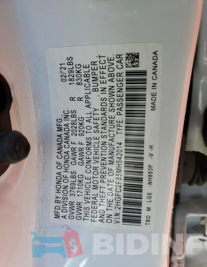 2HGFC2F85MH542014 Photo# 13