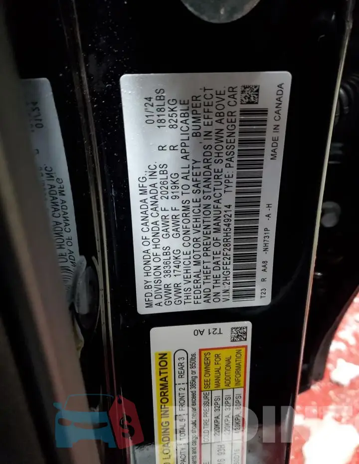 2HGFE2F28RH549214 Photo# 13