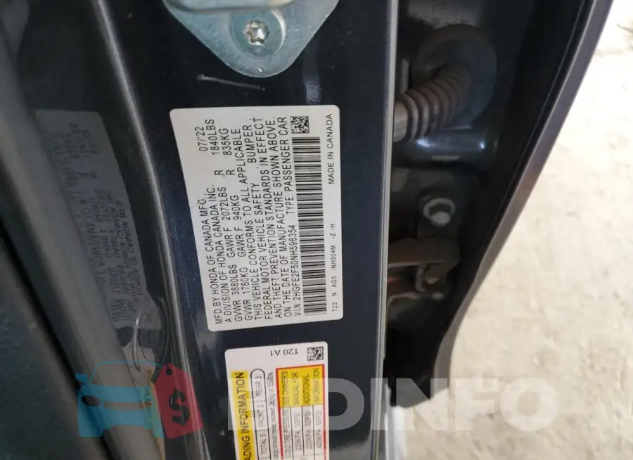2HGFE2F50NH596354 Photo# 12
