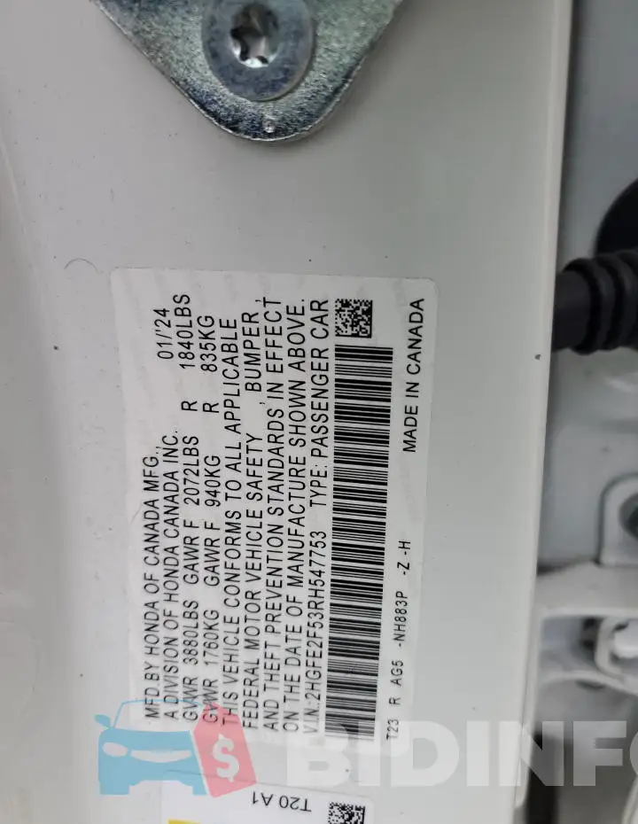 2HGFE2F53RH547753 Photo# 12