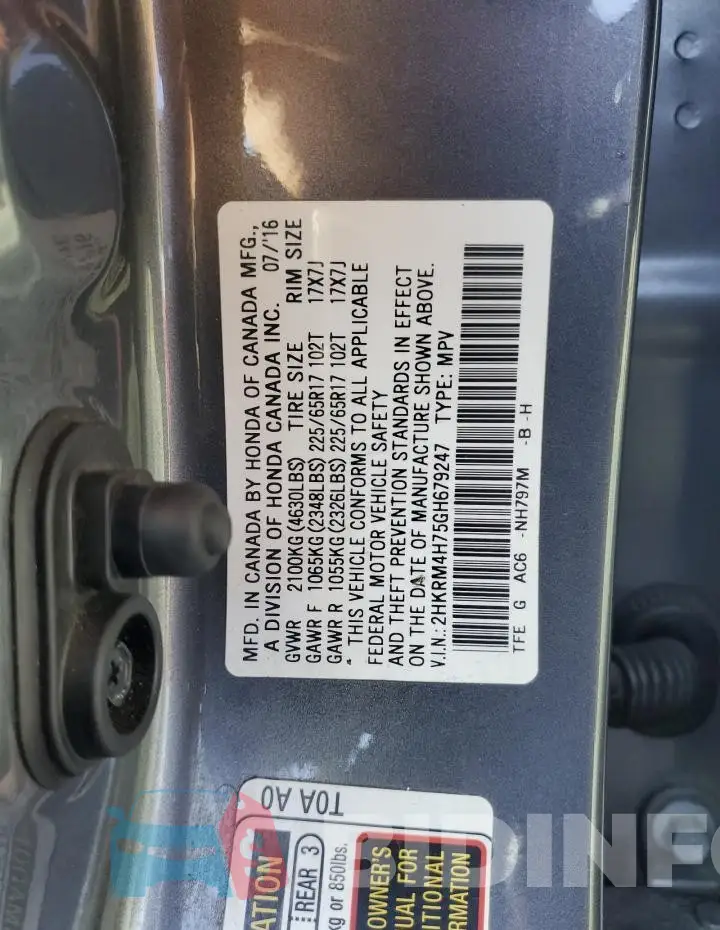 2HKRM4H75GH679247 Photo# 14
