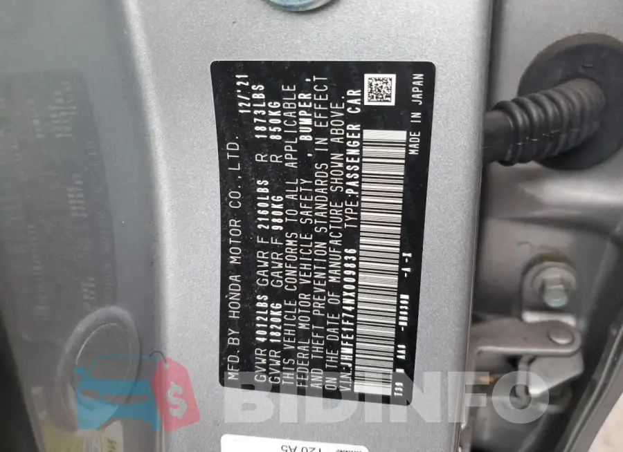 JHMFE1F74NX009836 Photo# 12