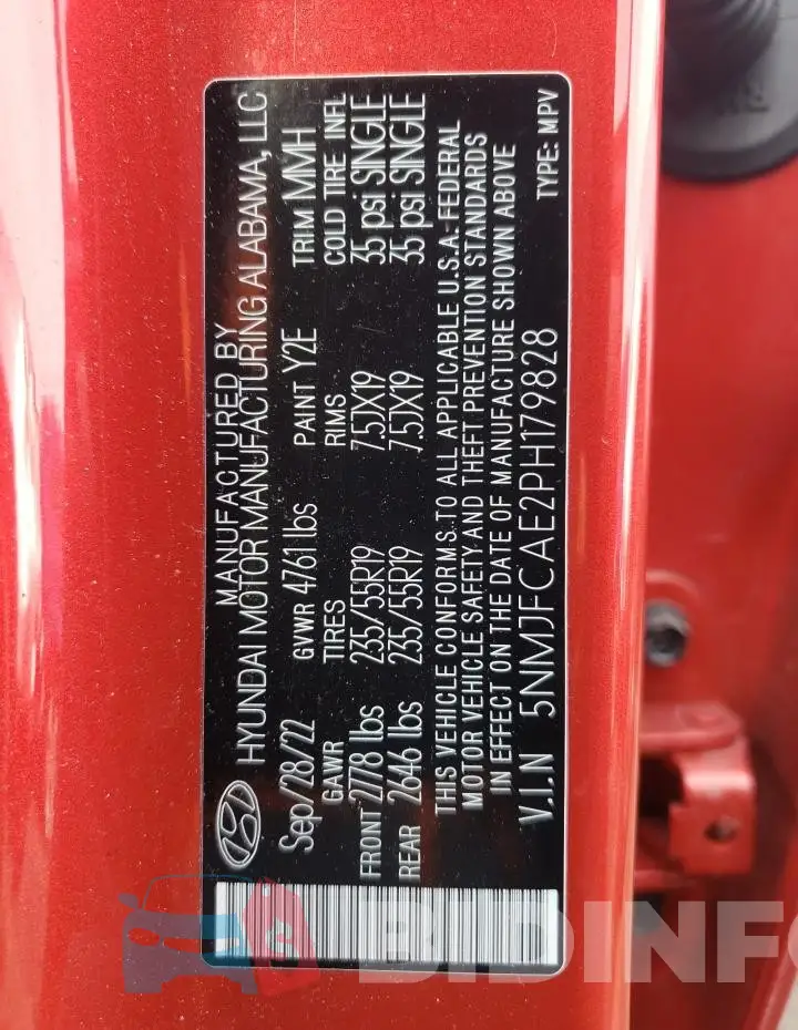 5NMJFCAE2PH179828 Photo# 13