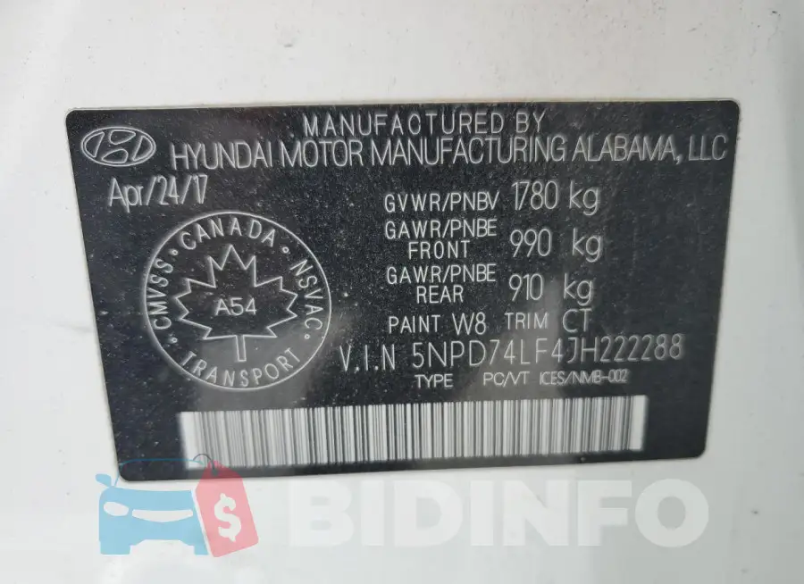 5NPD74LF4JH222288 Photo# 12