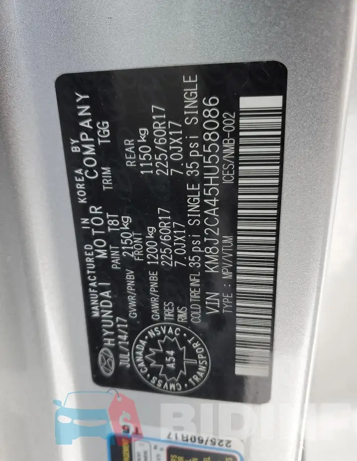 KM8J2CA45HU558086 Photo# 13