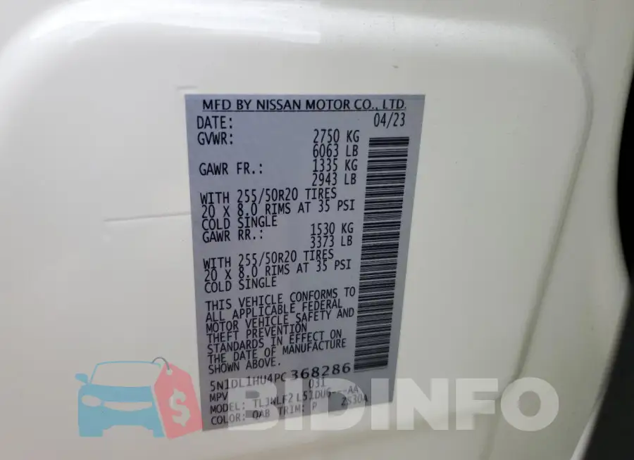 5N1DL1HU4PC368286 Photo# 13