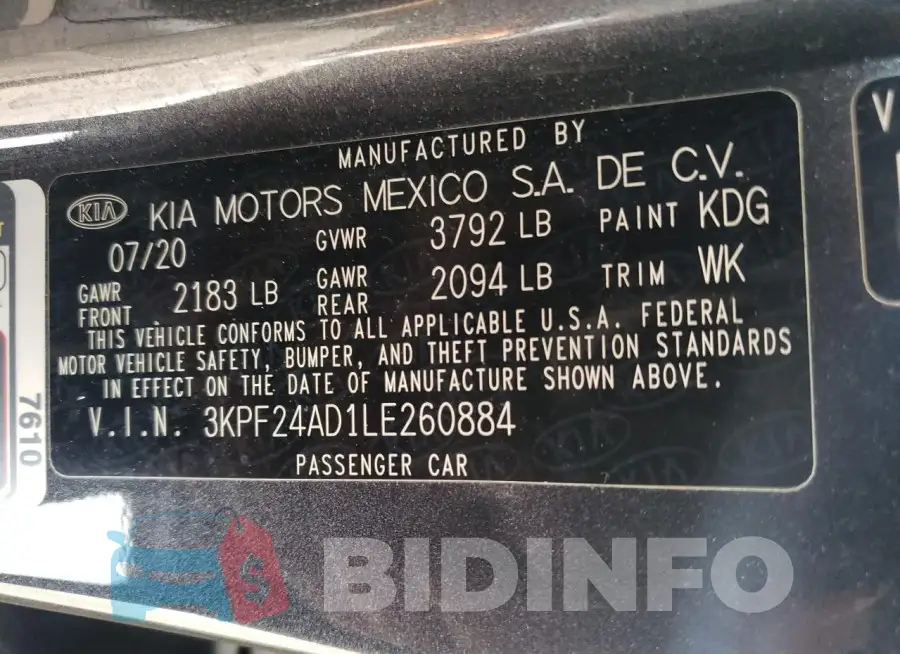 3KPF24AD1LE260884 Photo# 13