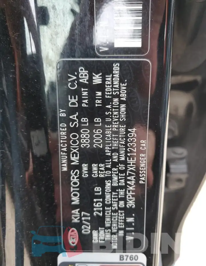3KPFK4A7XHE123394 Photo# 12