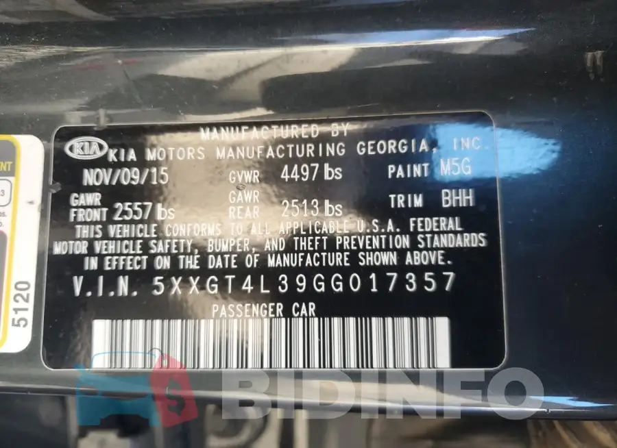 5XXGT4L39GG017357 Photo# 12