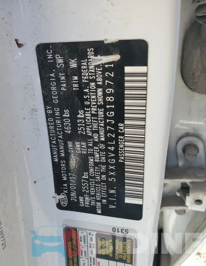 5XXGV4L27JG189721 Photo# 12