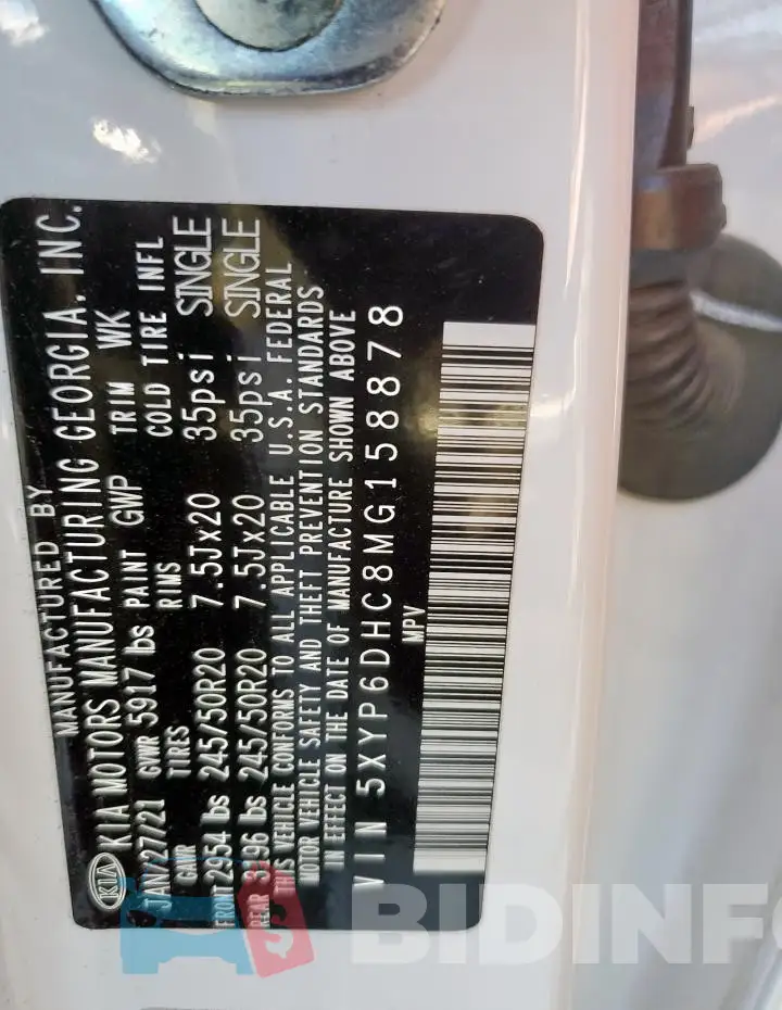 5XYP6DHC8MG158878 Photo# 14