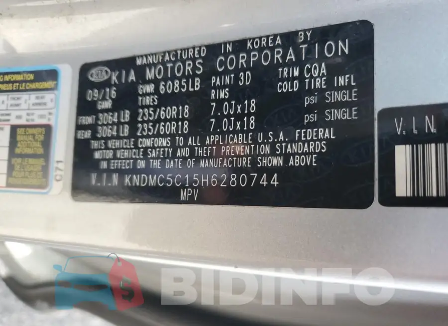 KNDMC5C15H6280744 Photo# 13