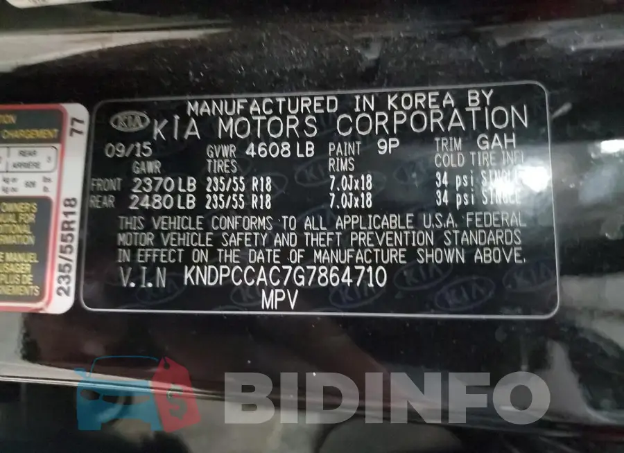 KNDPCCAC7G7864710 Photo# 13