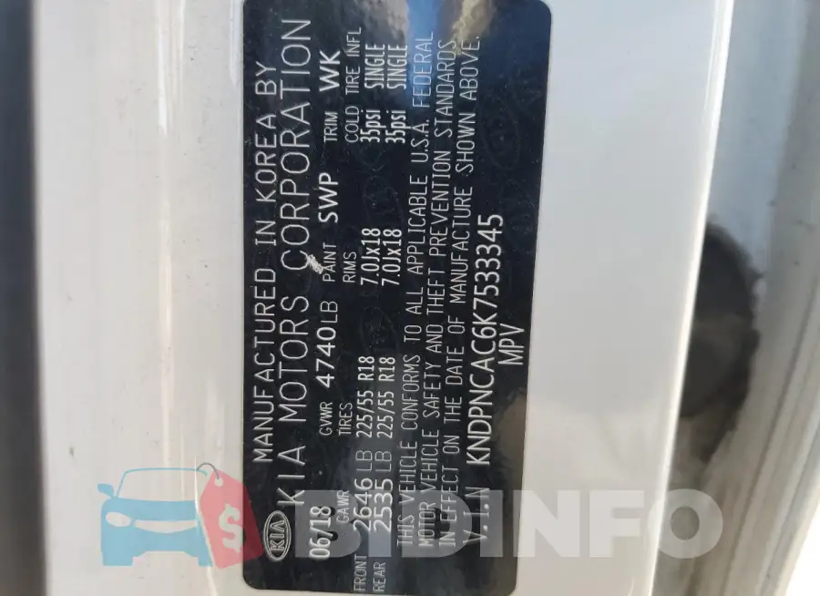KNDPNCAC6K7533345 Photo# 13