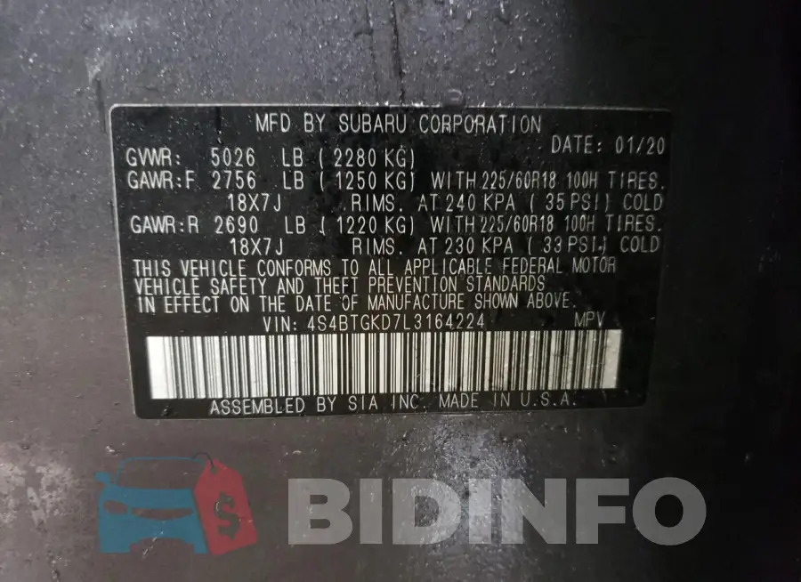 4S4BTGKD7L3164224 Photo# 12